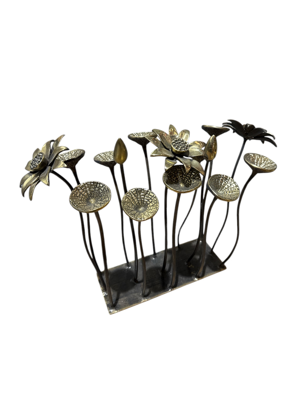 Unique beautiful brass bronze leaf flower lotus design dinning table top office home display decoration