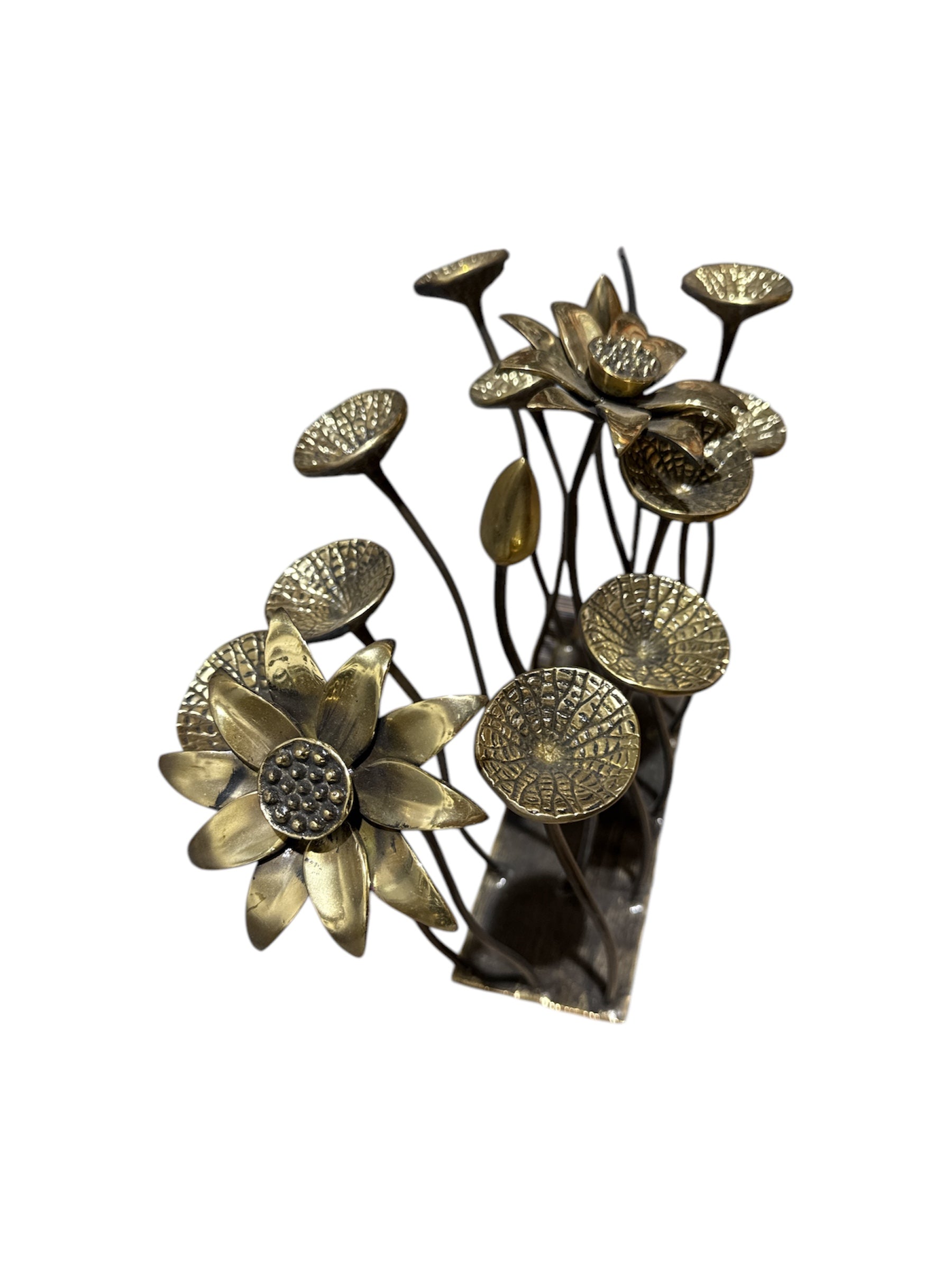 Unique beautiful brass bronze leaf flower lotus design dinning table top office home display decoration