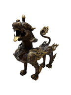 Antique look brass bronze counter console top tribe designed lion statue home office religious decoration