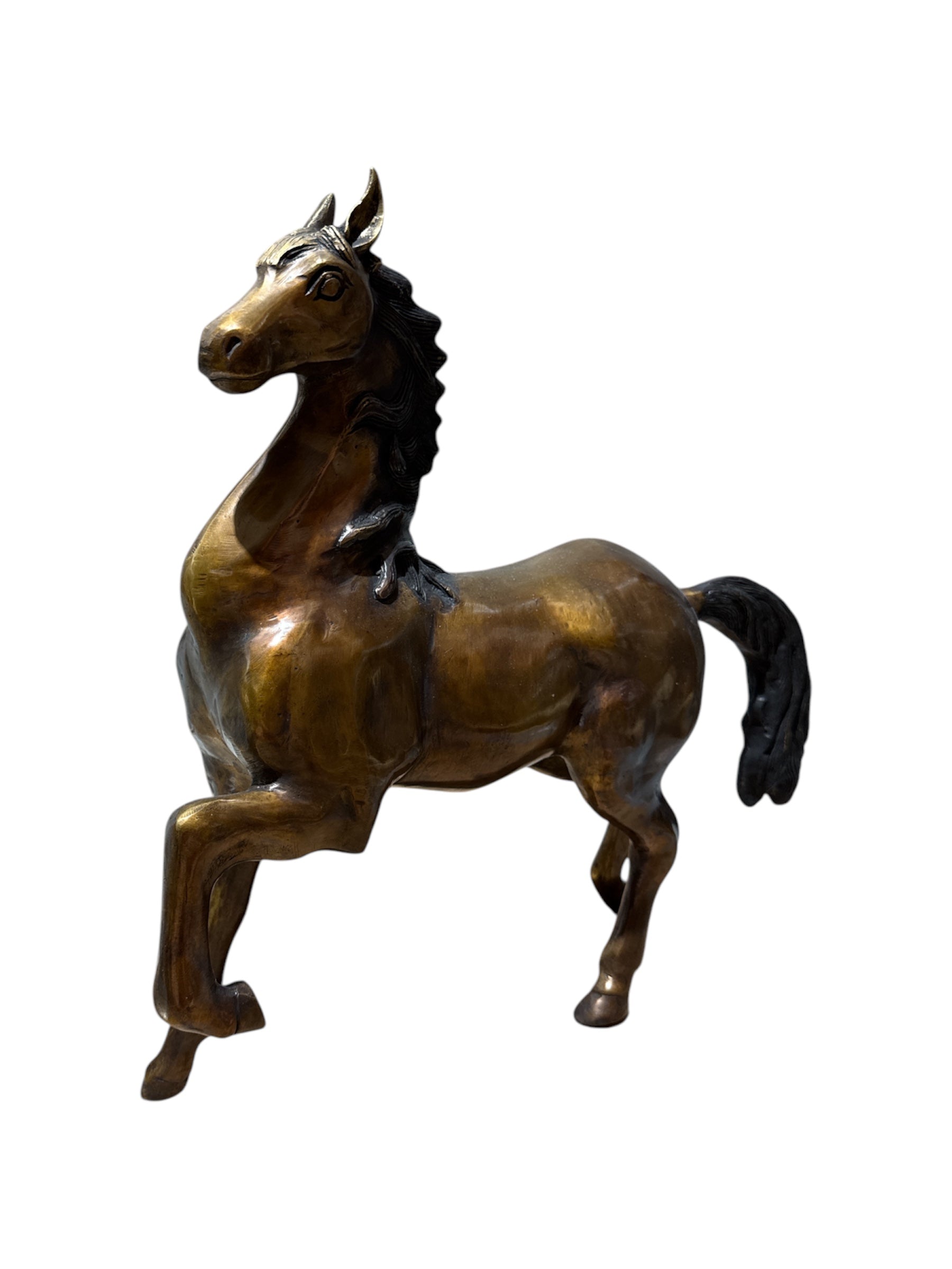 Large size lucky horse antique design brass bronze tabletop statue for office home display decoration