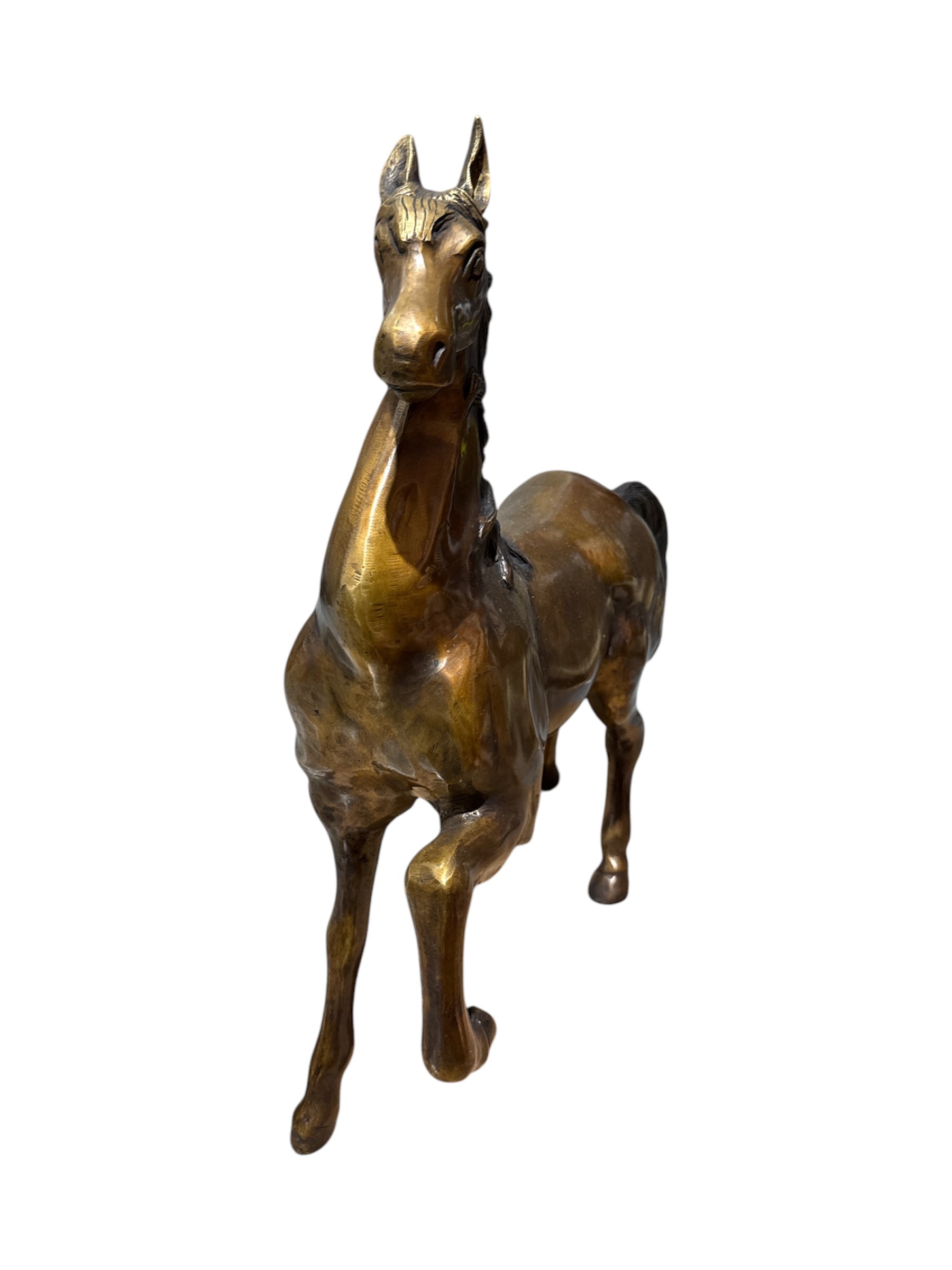 Large size lucky horse antique design brass bronze tabletop statue for office home display decoration