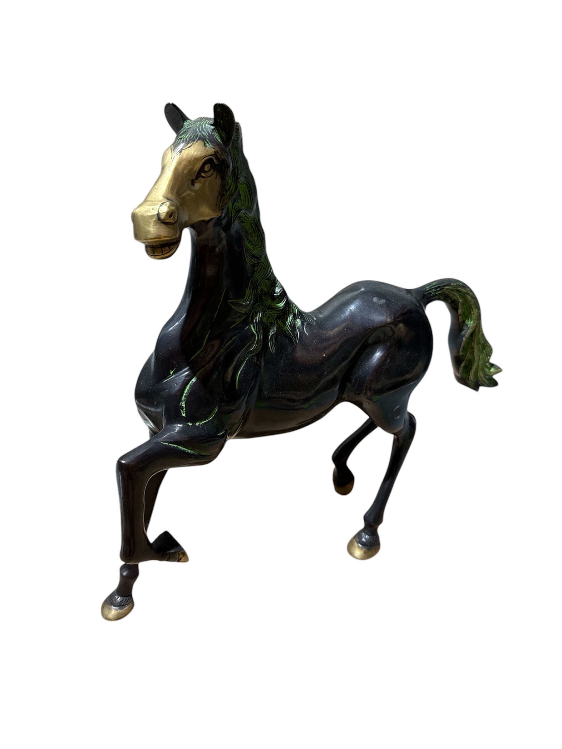 Medium size lucky horse antique design brass bronze tabletop statue for office home display decoration