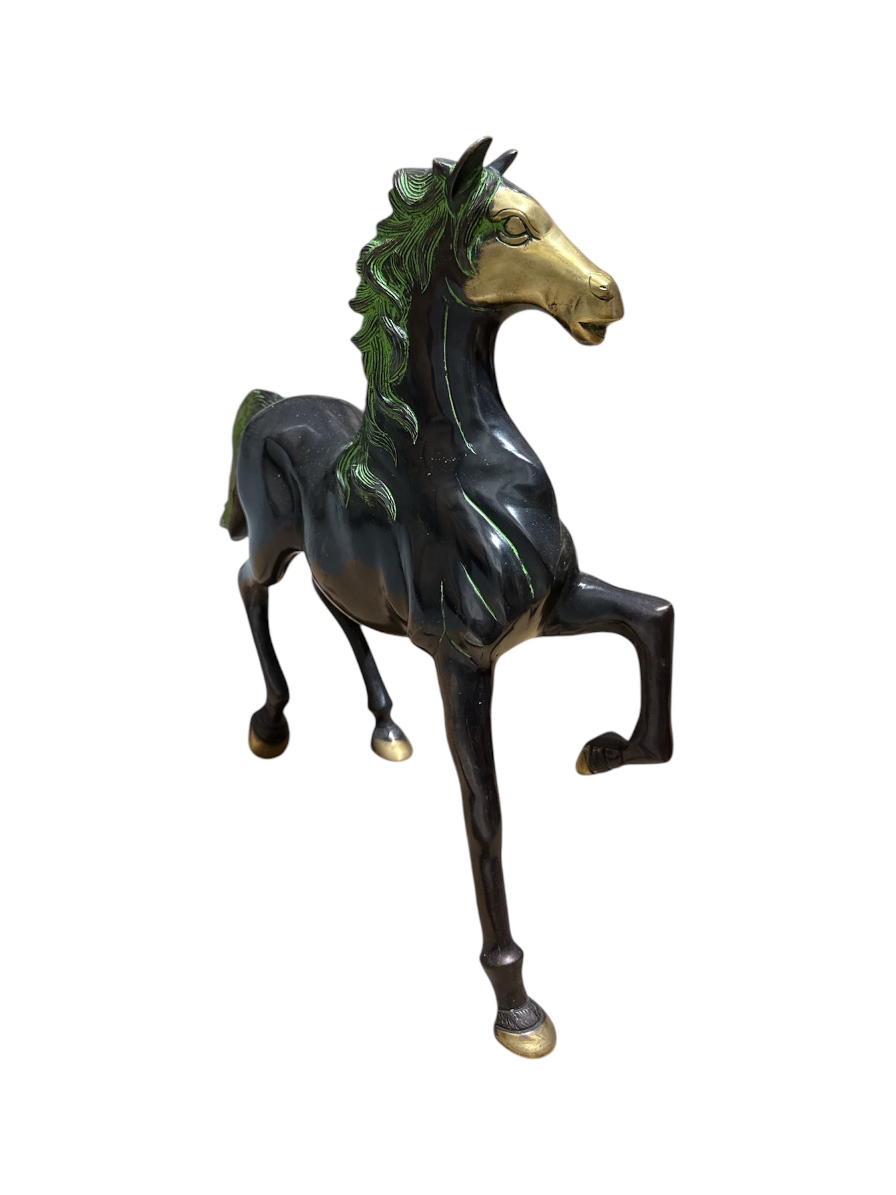 Medium size lucky horse antique design brass bronze tabletop statue for office home display decoration