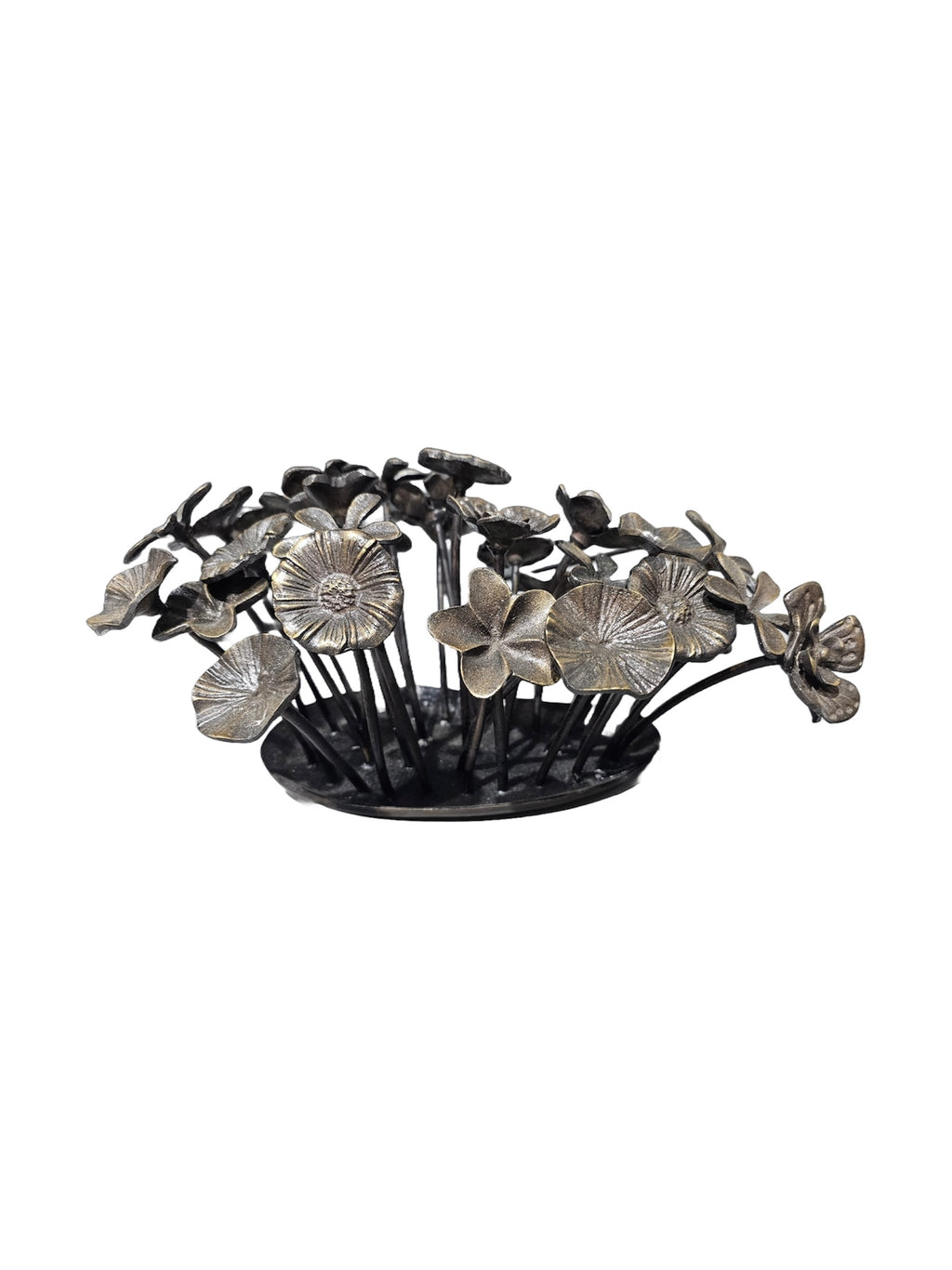 Hand craft high-quality brass bronze black leaf flower display home office tabletop dining table decoration