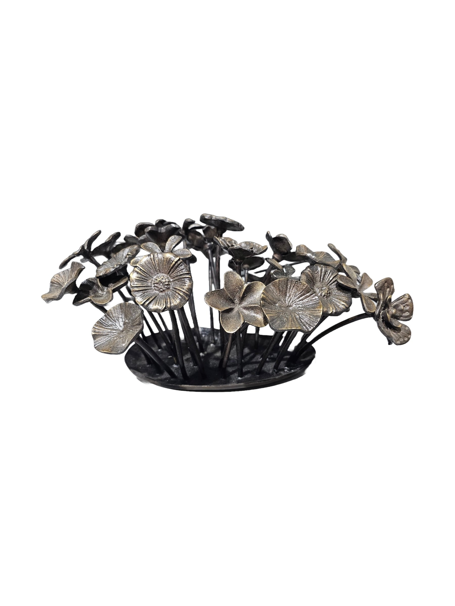 Hand craft high-quality brass bronze black leaf flower display home office tabletop dining table decoration