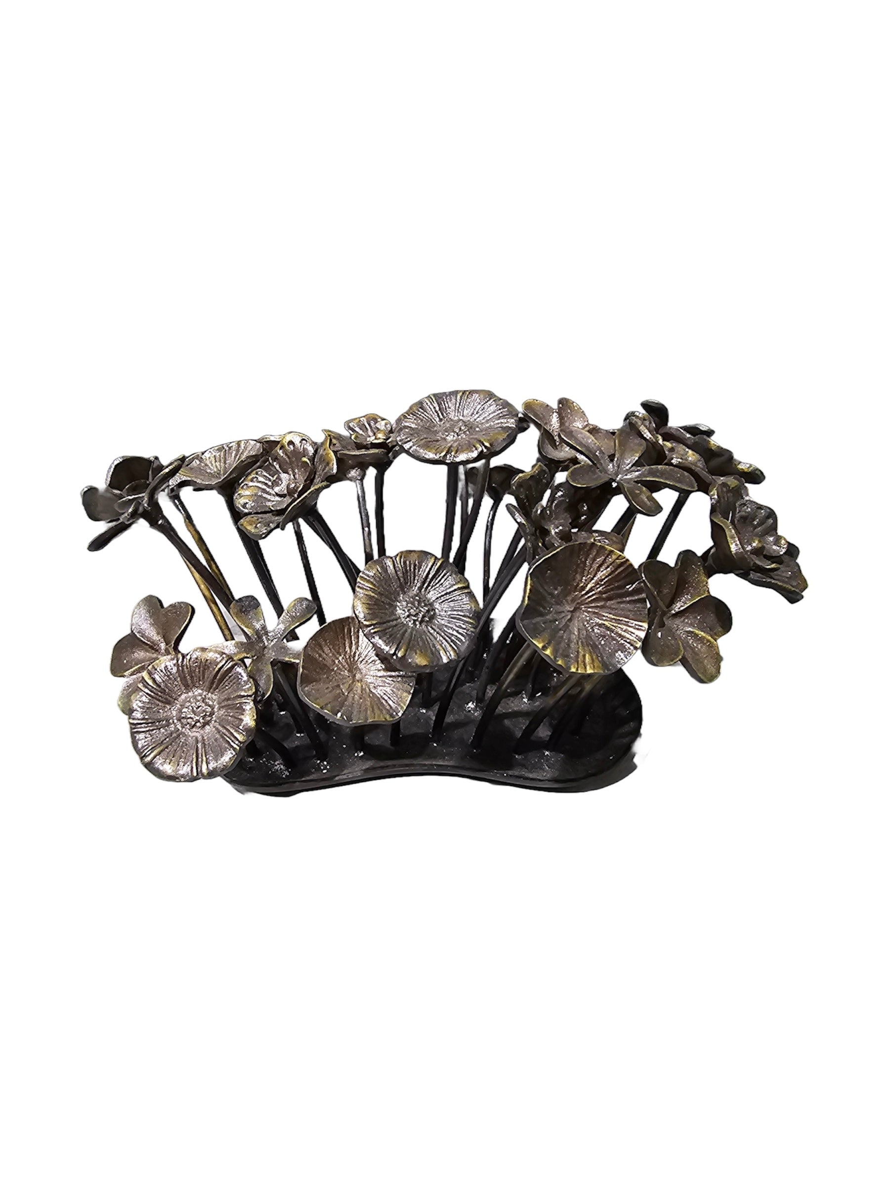 Hand craft high-quality brass bronze black leaf flower display home office tabletop dining table decoration