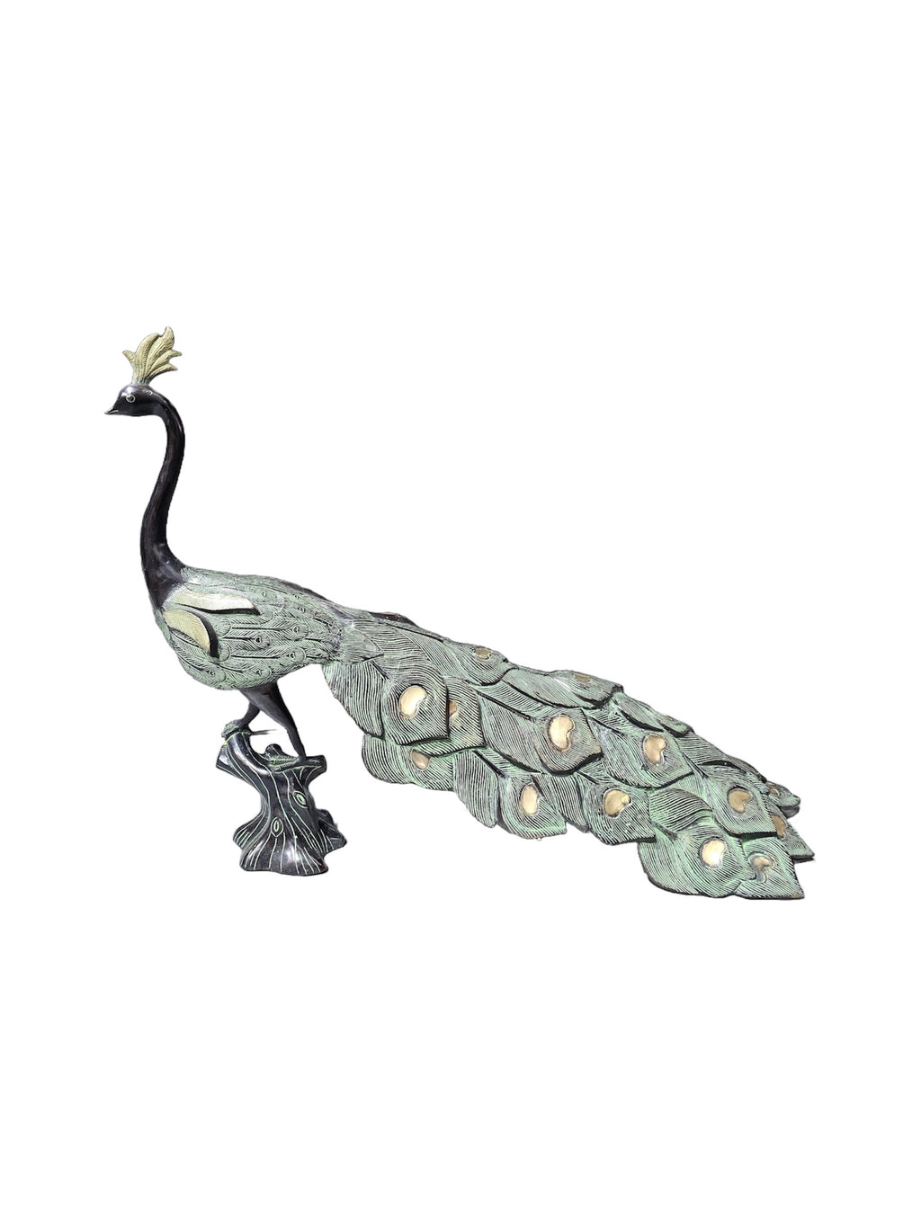 Solid counter-top brass bronze colour peacock standing design home office restaurant welcome door display decoration