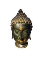 Authentic antique look brass bronze / green / Gold tabletop buddha head statue home religious decoration