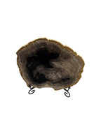 Fossil petrified wood slice on metal holder office desktop showpiece tabletop decoration home interior design perfact gift