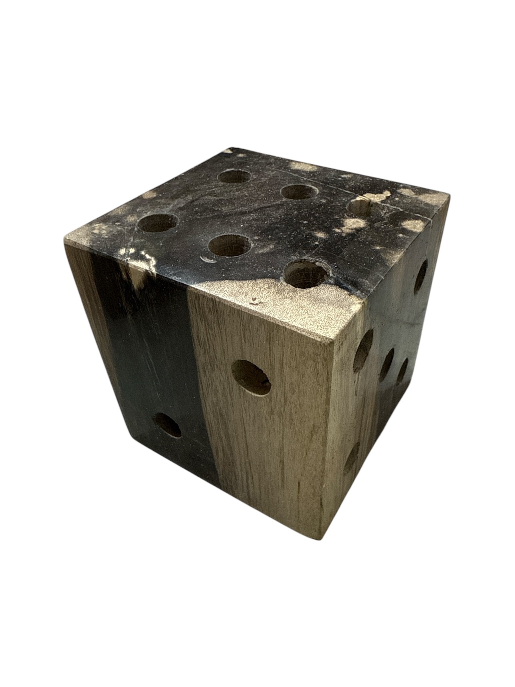 Real fossil petrified-wood stone dice showpiece for home office tabletop decoration in Singapore
