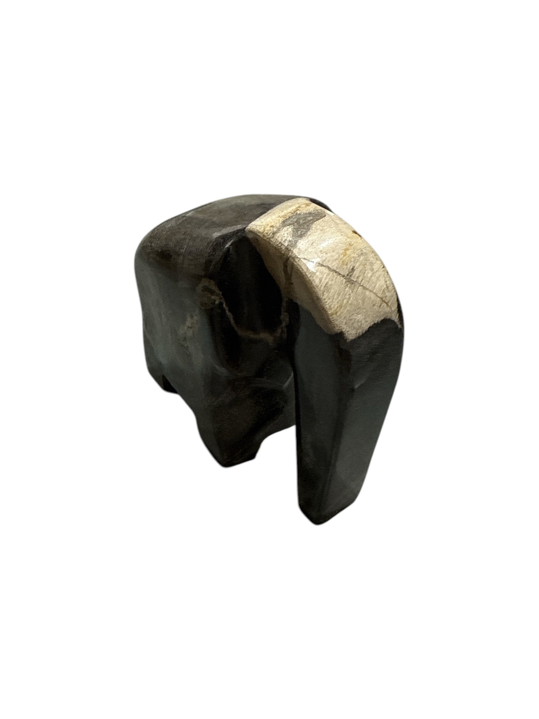 Real fossil petrified-wood stone elephant design showpiece for home office counter top decoration in Singapore