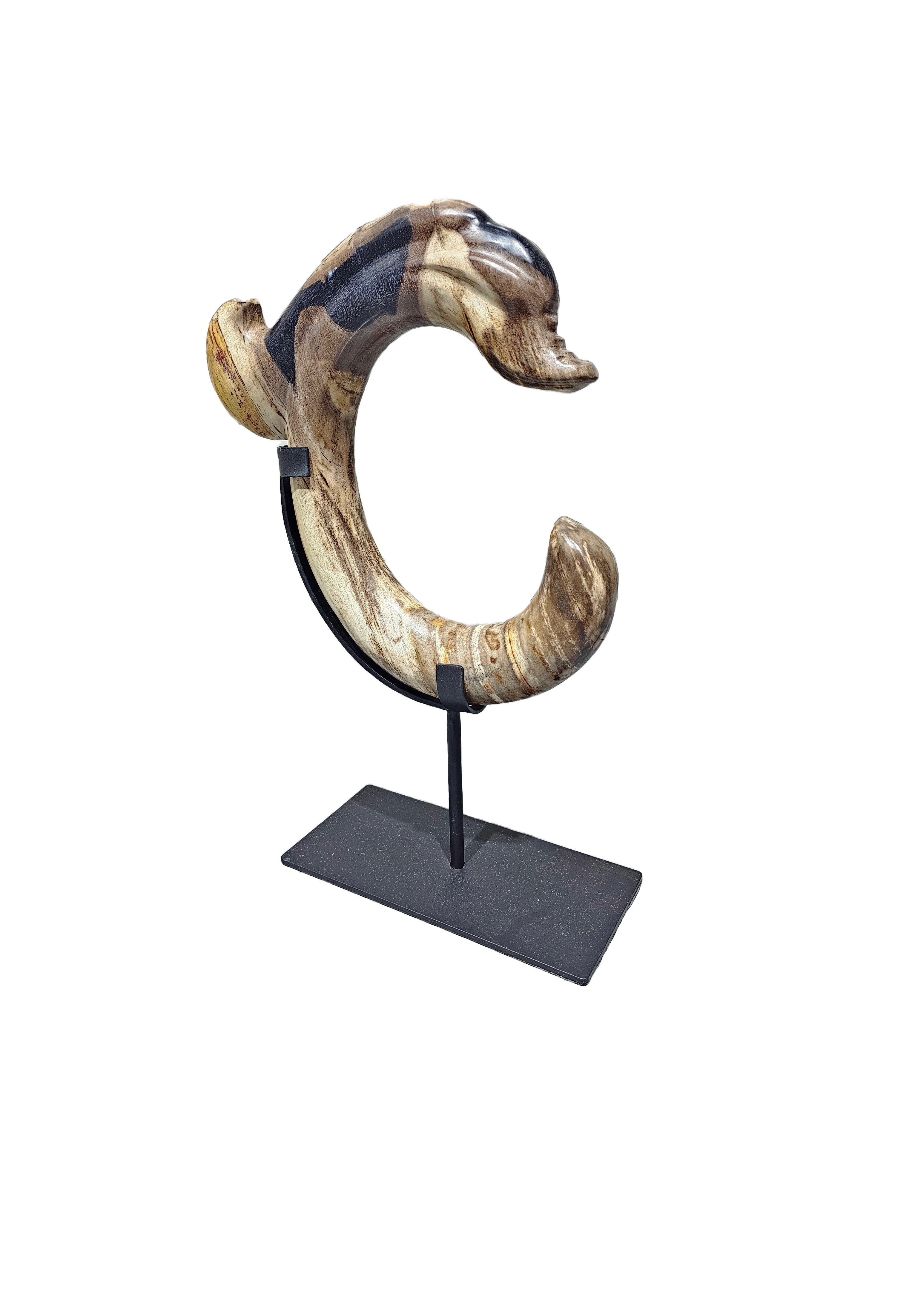 Eastern Inner Mongolia Stylised C-shaped HongShan dragon Stone Carving - CEO room Tabletop Decoration, Executive Office Showpiece, Cultural Desk Art