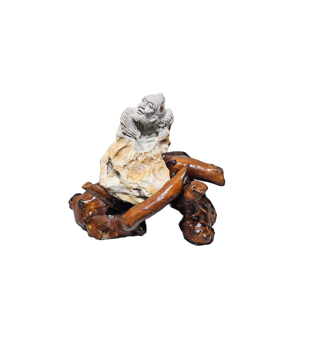 濟公活佛 Ji Gong Living Buddha Stone Carving - Chinese God Décor Statue, Office & Home Decoration, Spiritual Showpiece