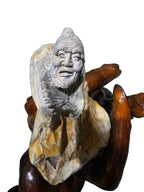 濟公活佛 Ji Gong Living Buddha Stone Carving - Chinese God Décor Statue, Office & Home Decoration, Spiritual Showpiece