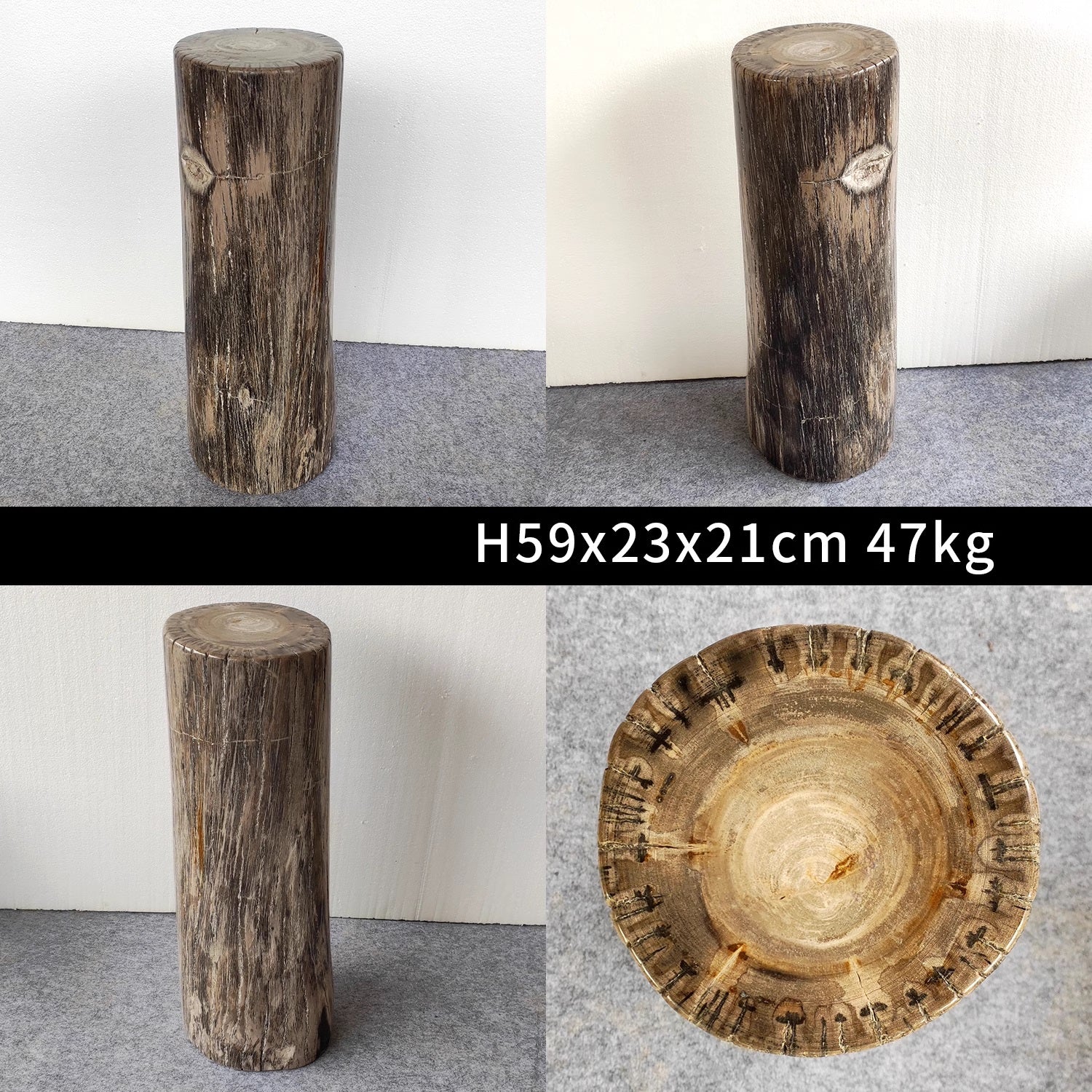 Premium Fossil petrified-wood stone log block stand showpiece pedestal for decoration home interior design in Singapore