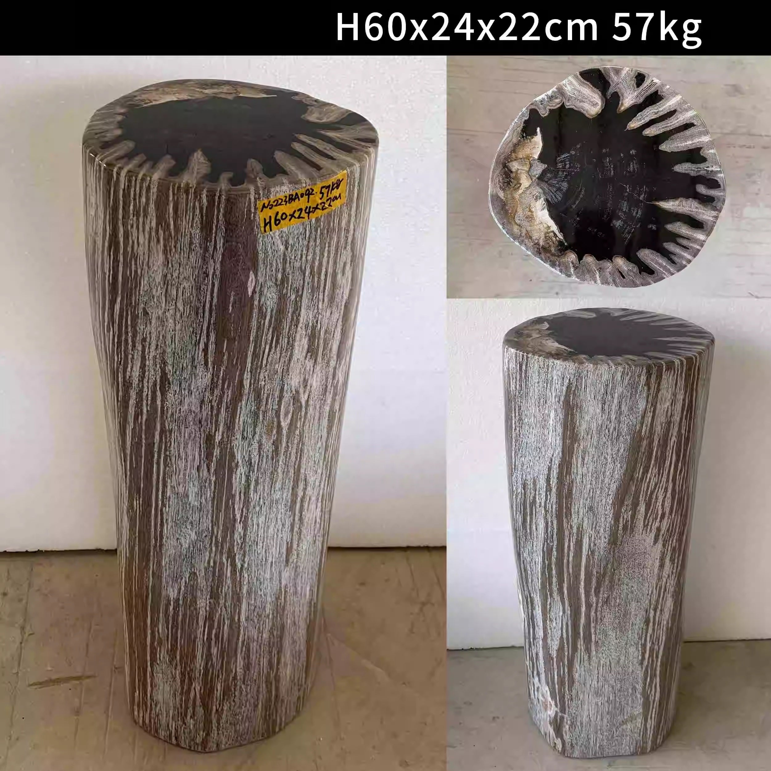 Beautiful Fossil petrified-wood pedestal stone log block stand showpiece for decoration home interior buy online Singapore
