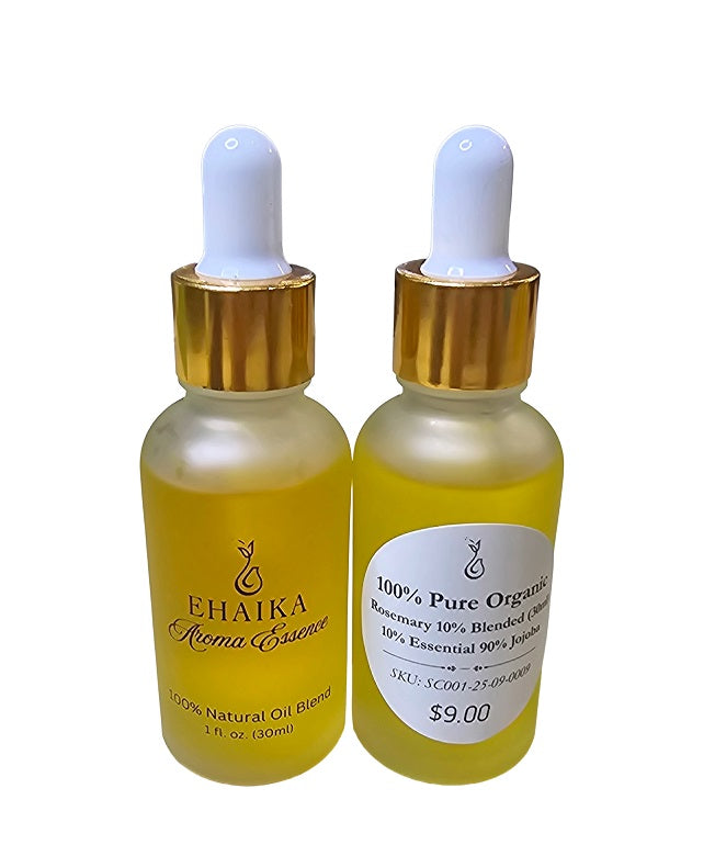 EHAIKA Rosemary 10% Blended Essential Oil (30ml), 100% Pure Organic, 10% Essential 90% Jojoba Oil