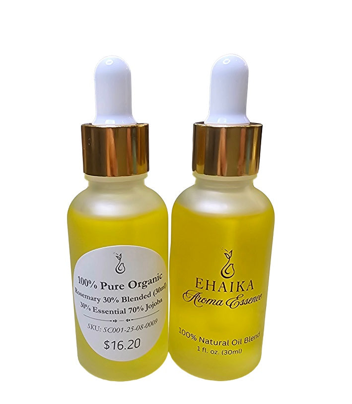 EHAIKA Rosemary 30% Blended Essential Oil (30ml), 100% Pure Organic, 30% Essential 70% Jojoba Oil