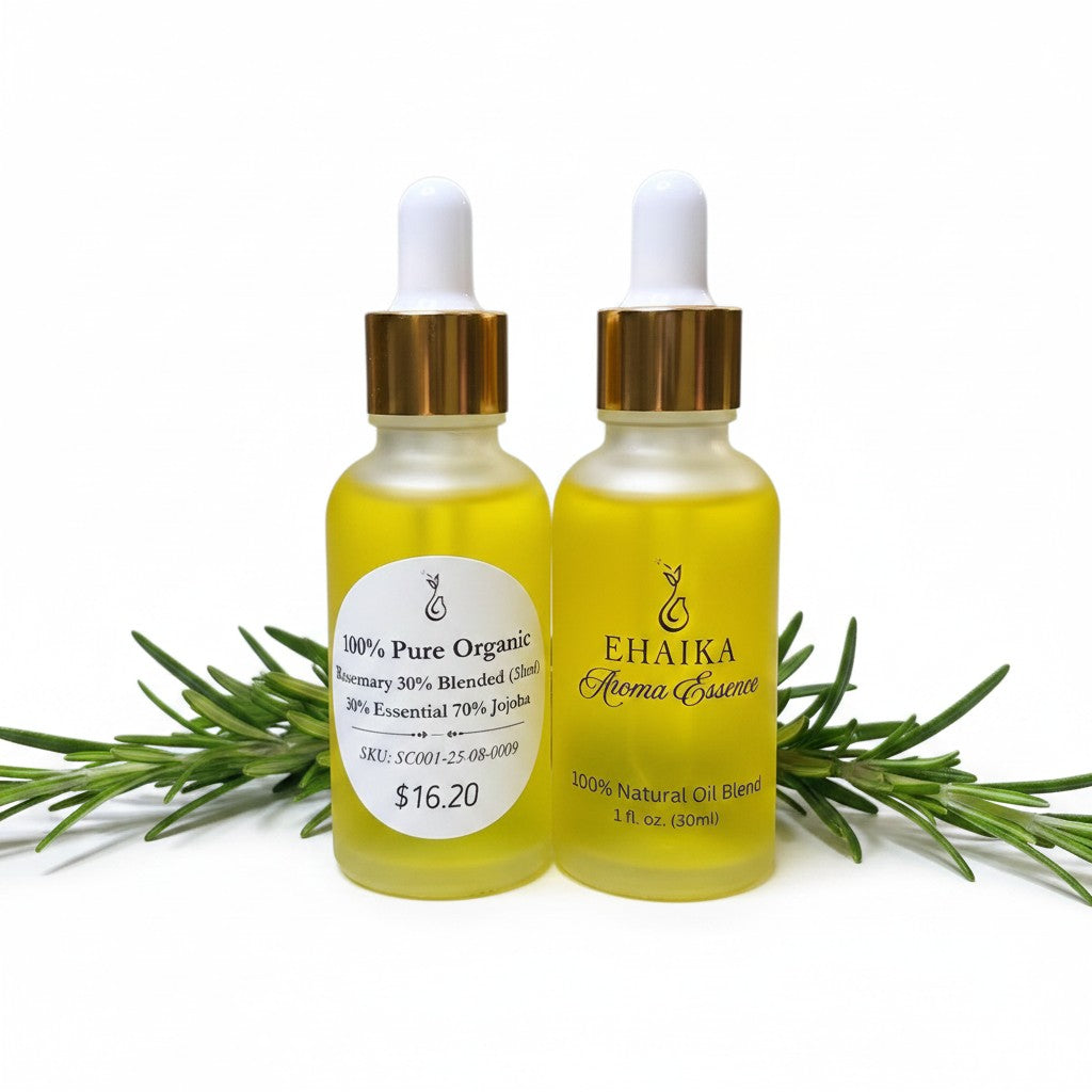 EHAIKA Rosemary 30% Blended Essential Oil (30ml), 100% Pure Organic, 30% Essential 70% Jojoba Oil