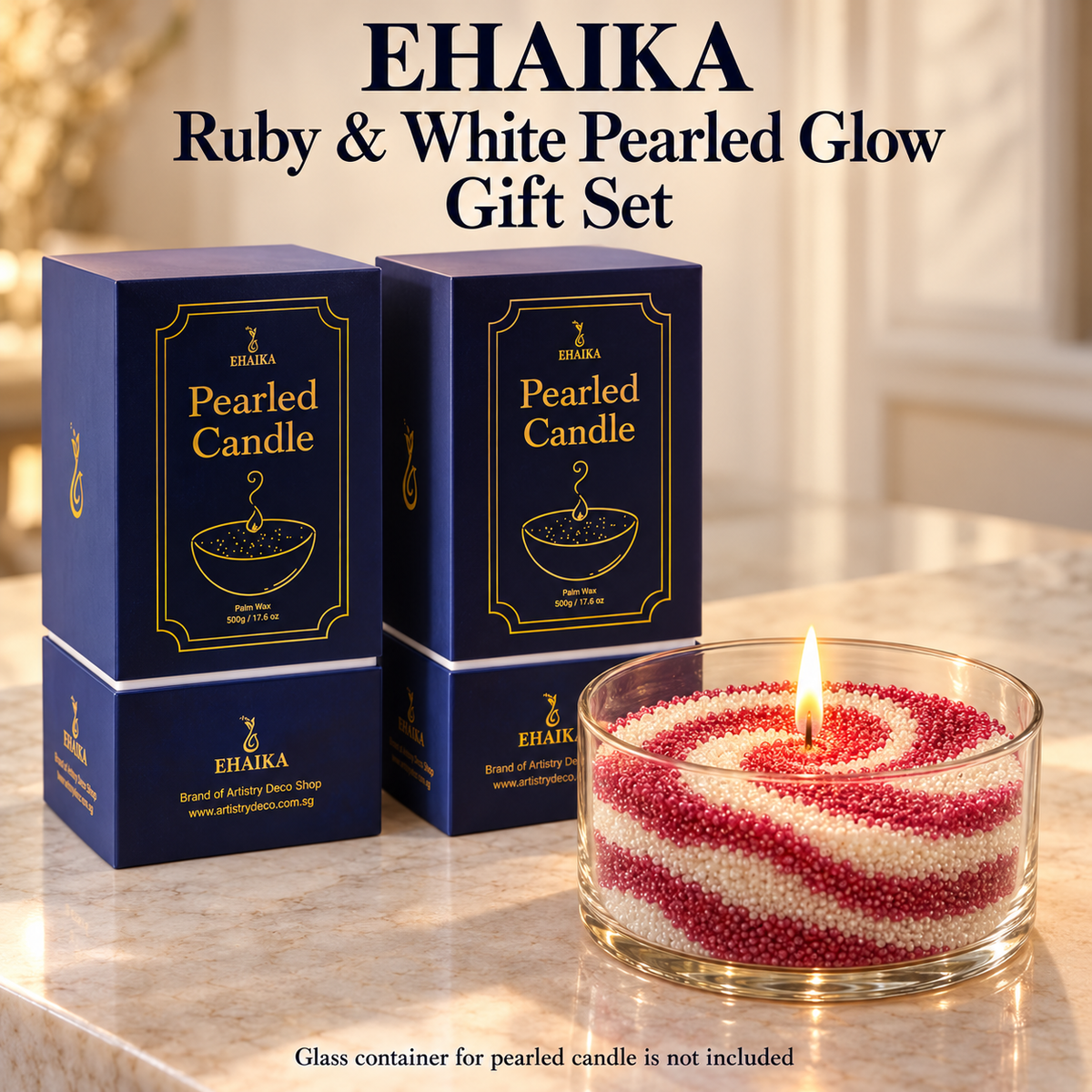 EHAIKA Ruby & White Pearled Glow Gift Set (U.P. 75.30)