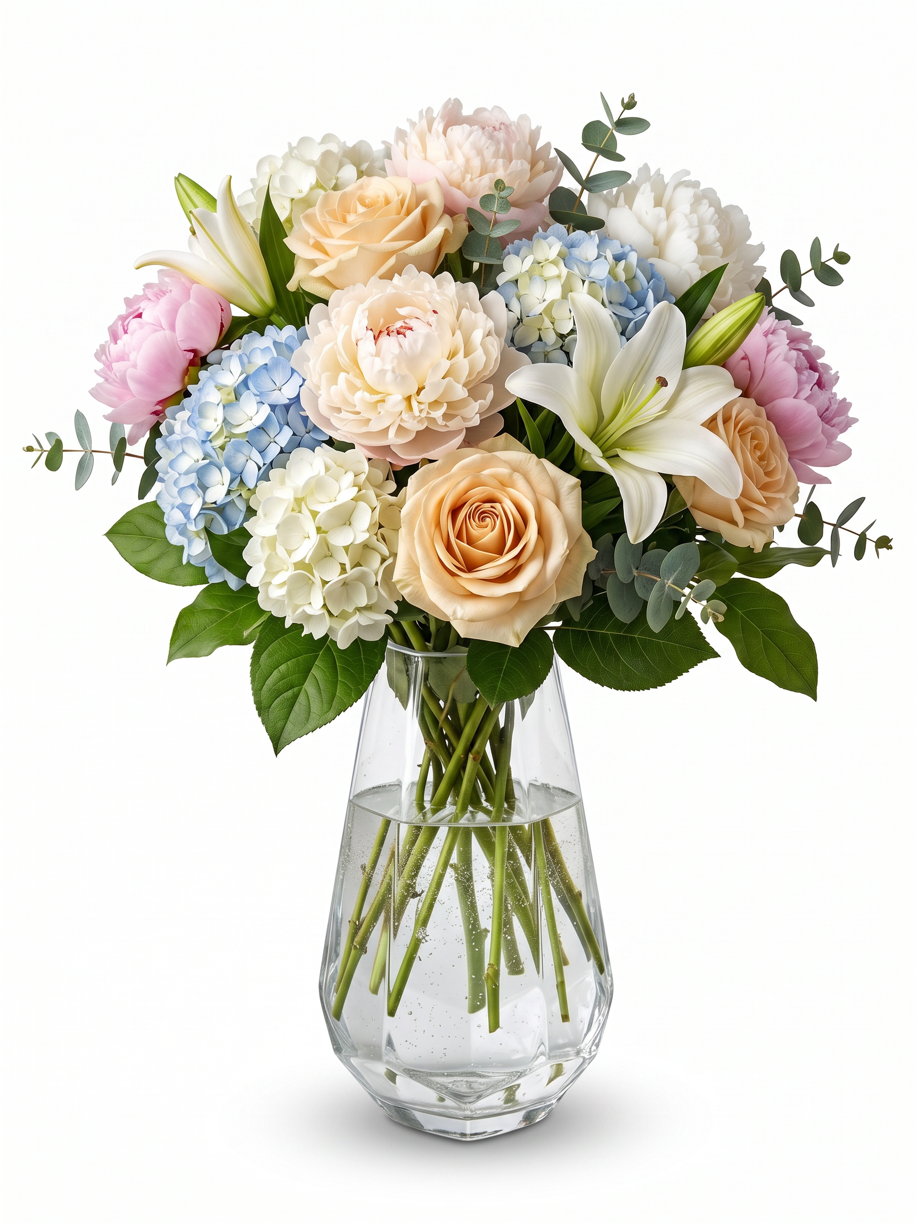 EHAIKA Clear Glass Flower Vase Bowl With Strait Cut Patterned - Diamond Shaped