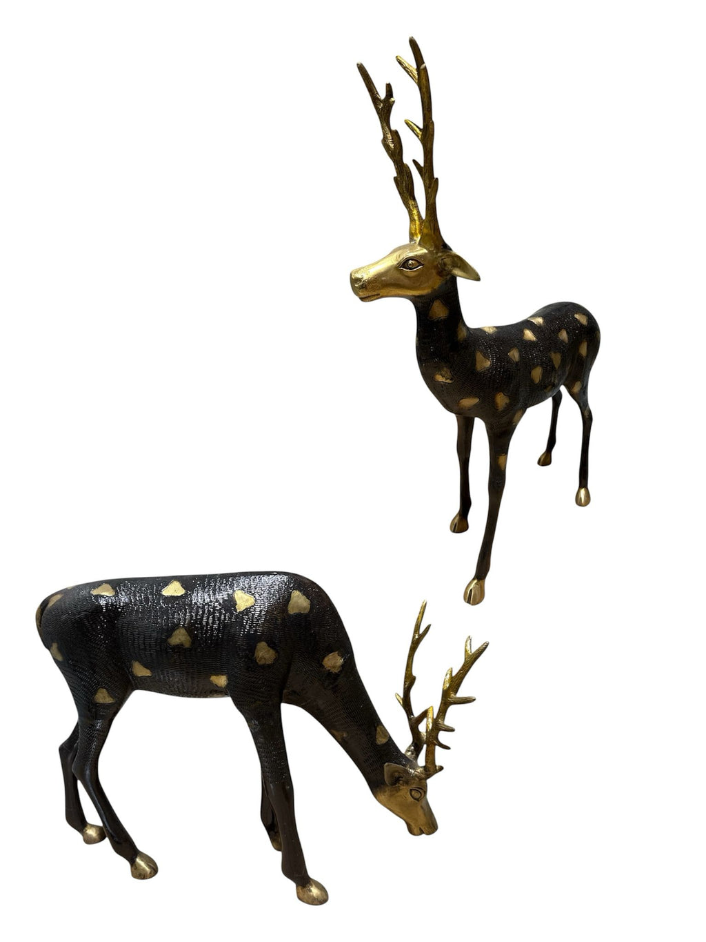 Elegant brass deer 2pcs set colour handcrafted restaurant office home living room welcome decorative showpieces