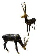 Elegant brass deer 2pcs set colour handcrafted restaurant office home living room welcome decorative showpieces