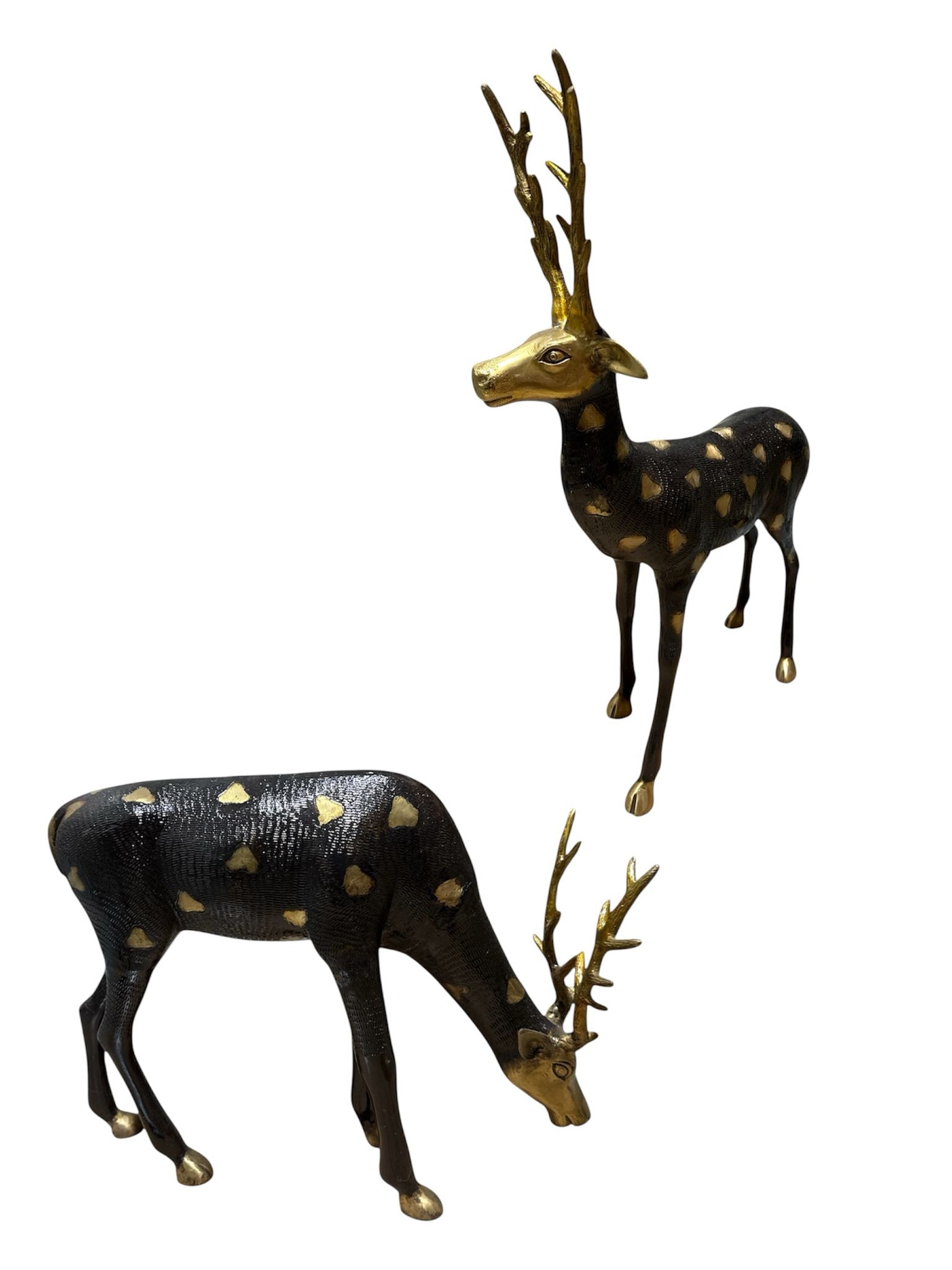 Elegant brass deer 2pcs set colour handcrafted restaurant office home living room welcome decorative showpieces