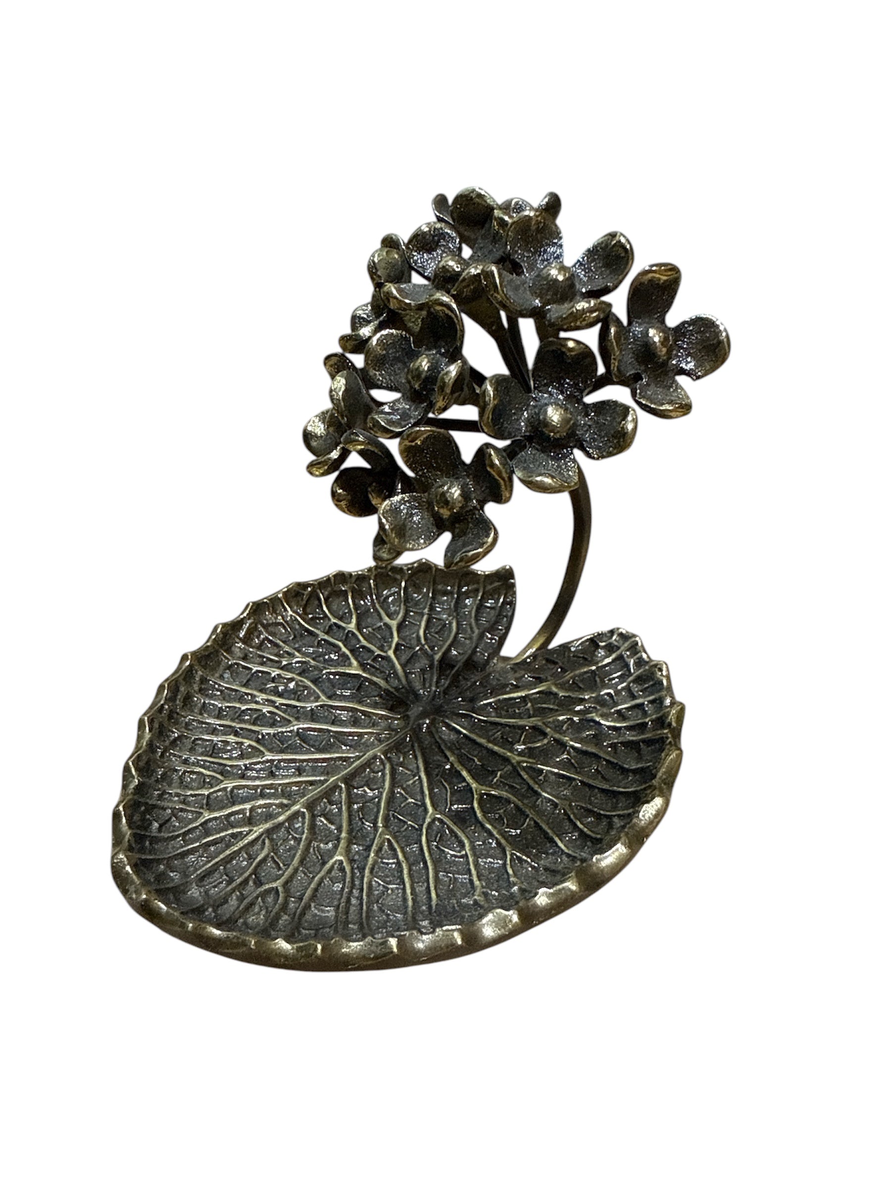 Solid brass bronze golden leaf flower tabletop jewelry display bowl bracelet earring necklace ring