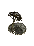 Solid brass bronze golden leaf flower tabletop jewelry display bowl bracelet earring necklace ring