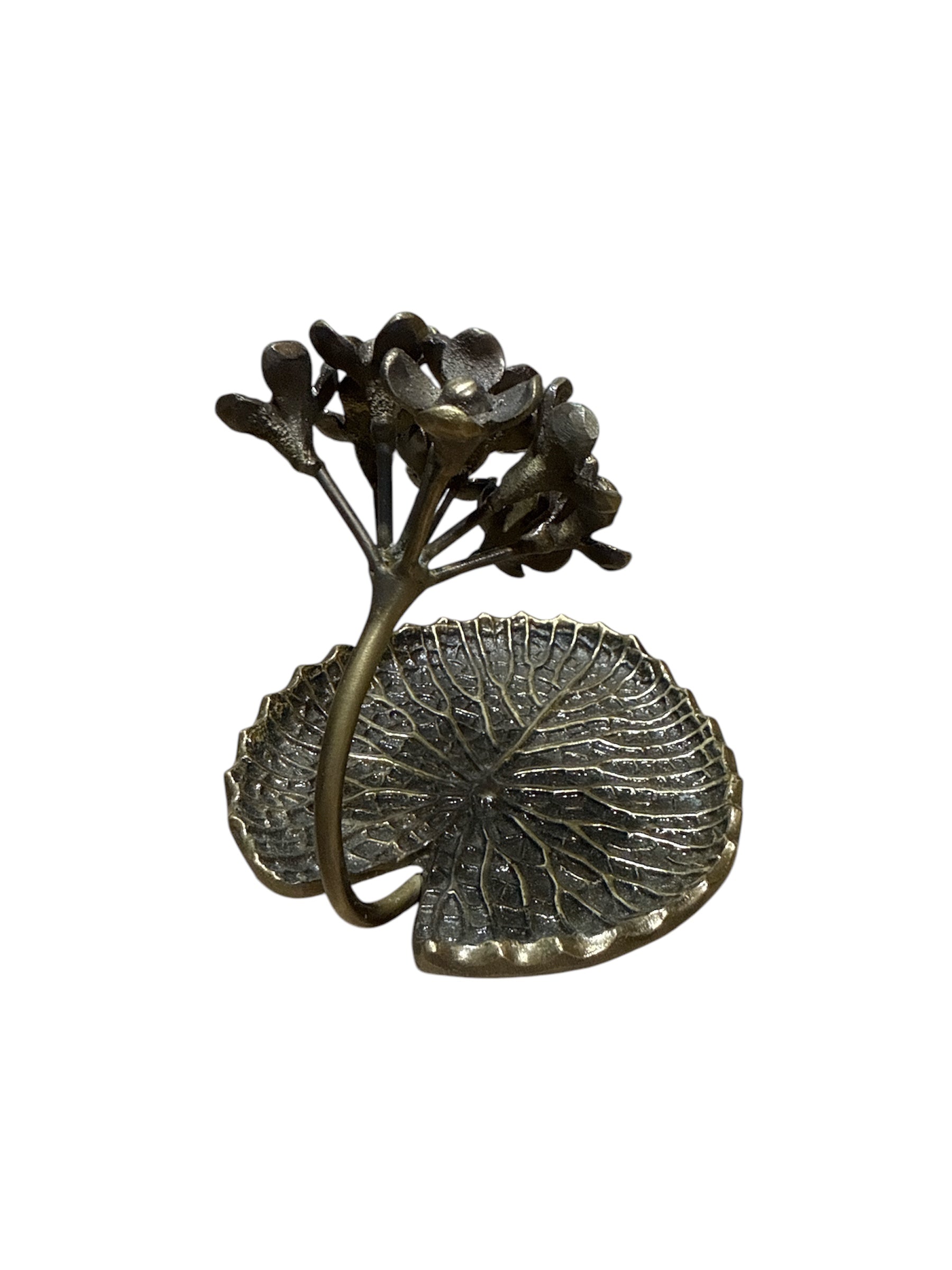 Solid brass bronze golden leaf flower tabletop jewelry display bowl bracelet earring necklace ring