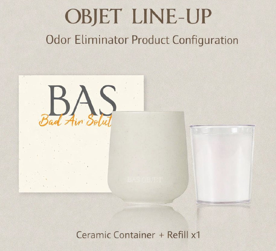 BAS OBJET Air Deodorizer / Reed Diffuser / Odor Eliminator 150G (Solid Type) With Ceramic Container - Made in Korea