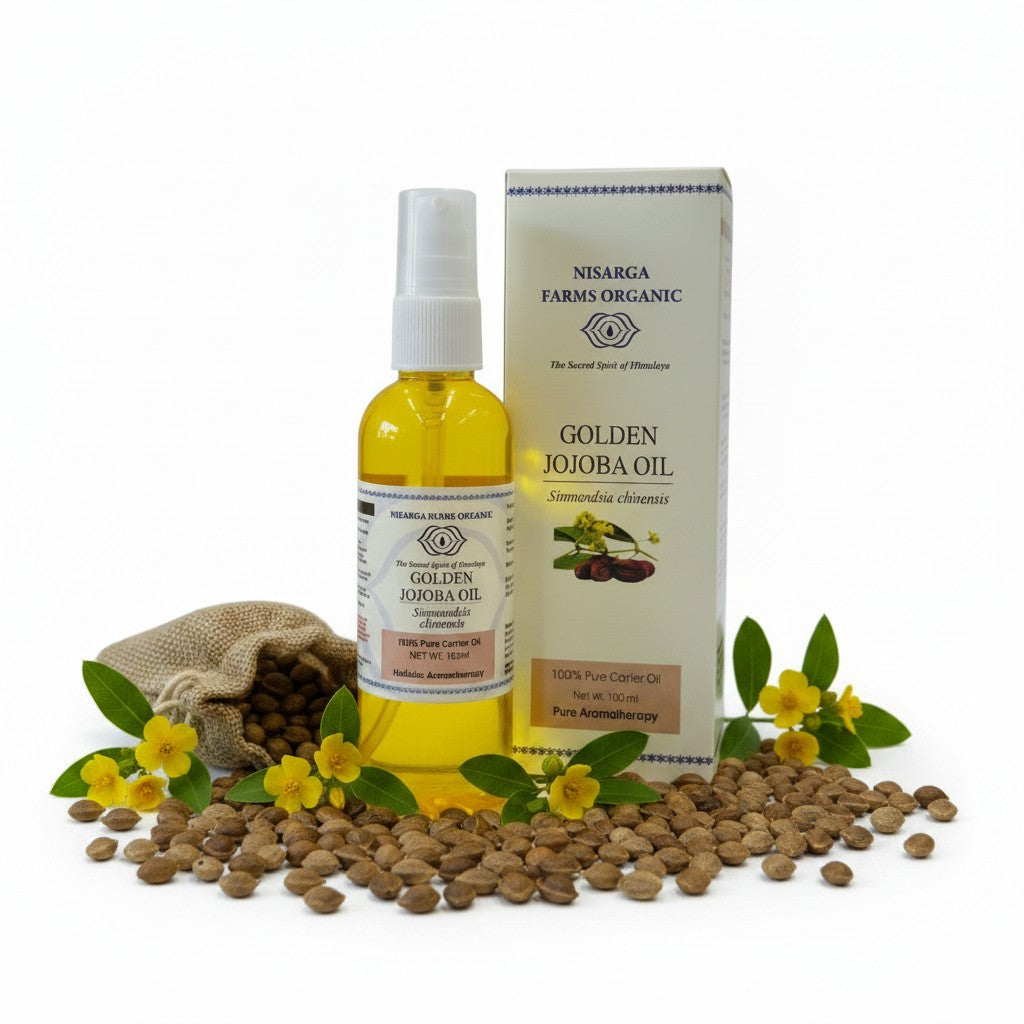 Golden Jojoba Oil 100ML, 100% Organic Pure Carrier Oil, Skincare, Hair Care, And Massage Oils