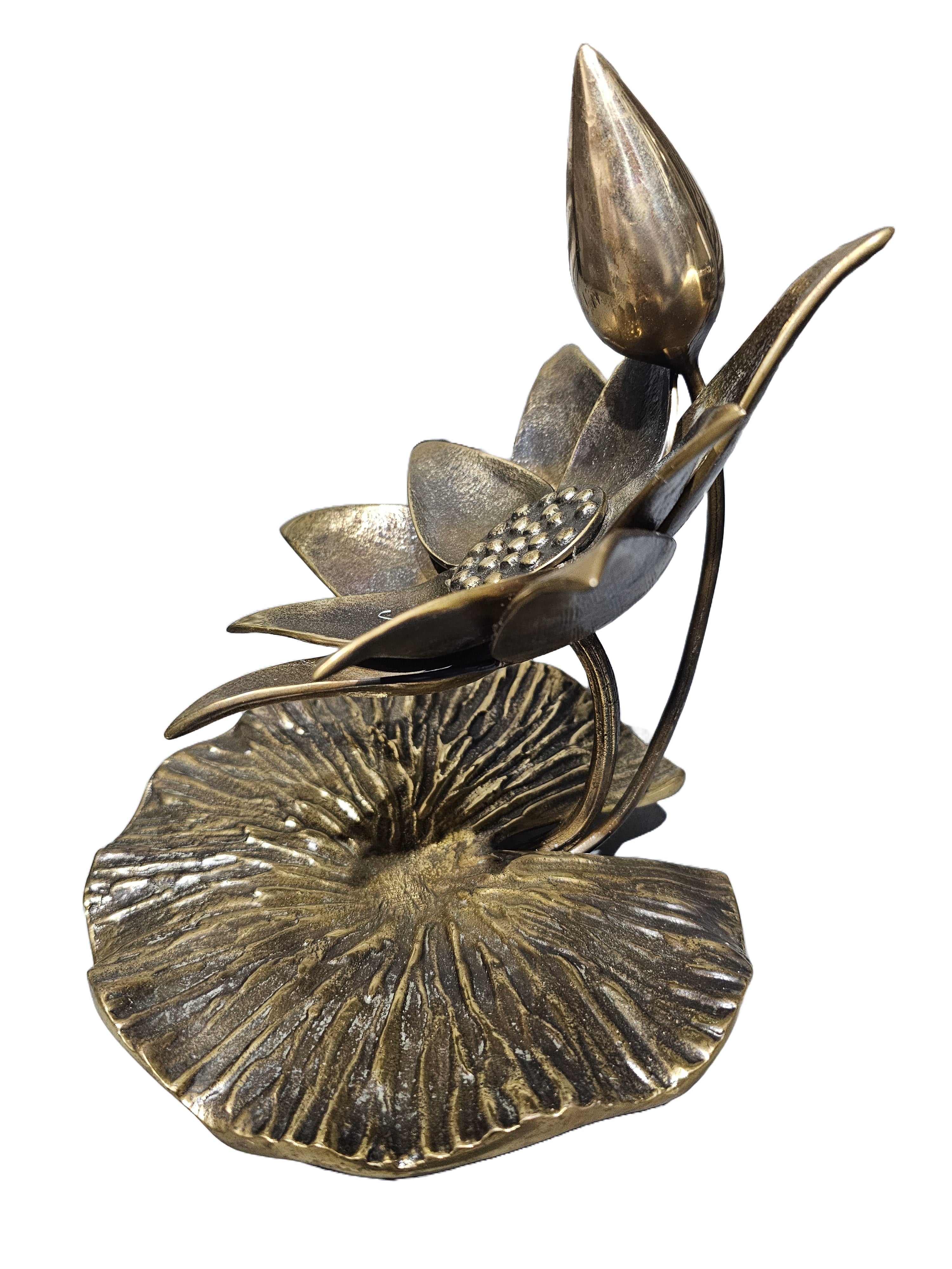 Hand crafted high-quality brass bronze gold leaf flower jewellery bowl display decoration in Singapore