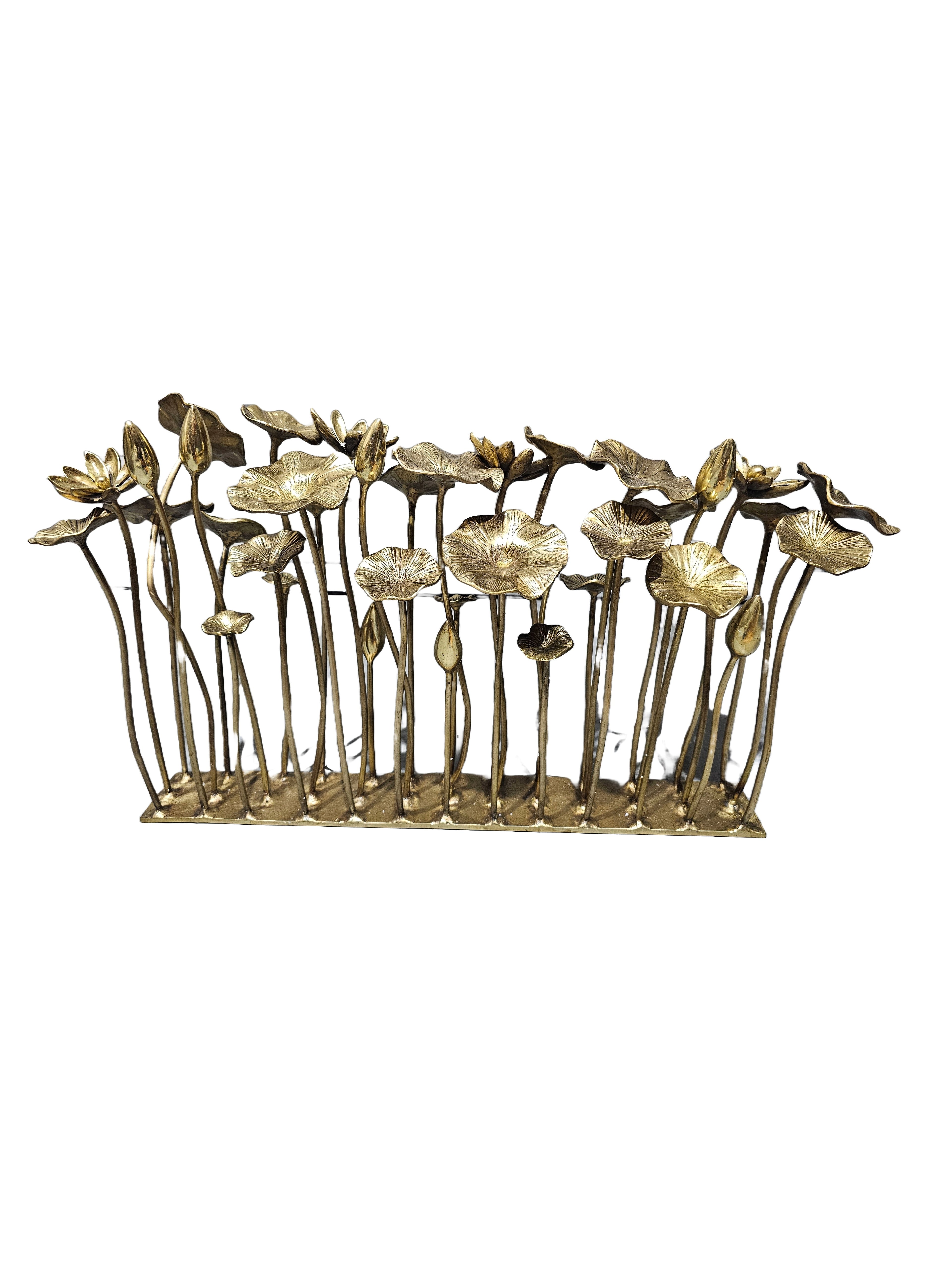 Elegant beautiful brass bronze leaf flower design dinning table top office home display decoration