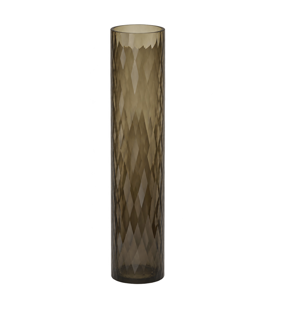 EHAIKA Designer Floor Standing Glass Flower Vase, Handmade Honeycomb Cut Patterned - Cylinder Shaped