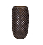 EHAIKA Designer Table Top Glass Flower Vase, Handmade Diamond Cut Patterned - Cylinder Shaped