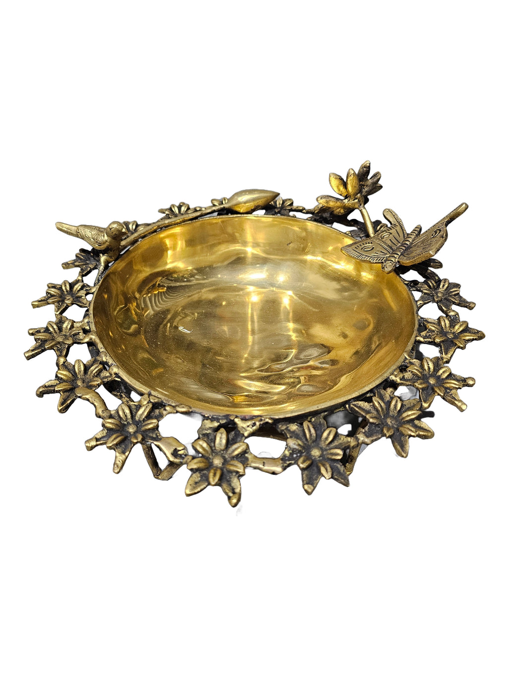 Solid brass bronze home kitchen bowl appliances dinnerware tableware flower bird design