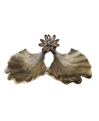 Solid high quality brass bronze gold leaf flower jewelry bowl bracelet earring necklace ring organizer