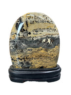 Guangxi Chinese limestone picture stone natural stone ornamental stone grass flower ornaments living room office decoration