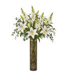 EHAIKA Designer Floor Standing Glass Flower Vase, Handmade Honeycomb Cut Patterned - Cylinder Shaped