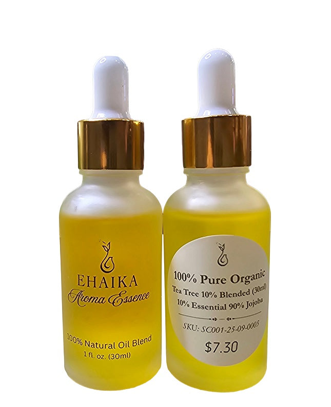 EHAIKA Tea Tree 10% Blended Essential Oil (30ml), 100% Pure Organic, 10% Essential 90% Jojoba Oil