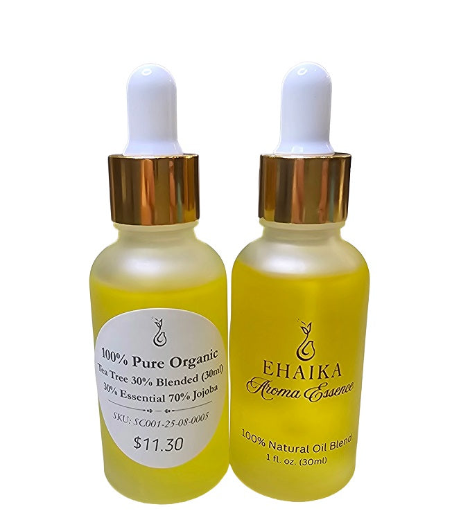 EHAIKA Tea Tree 30% Blended Essential Oil (30ml), 100% Pure Organic, 30% Essential 70% Jojoba Oil
