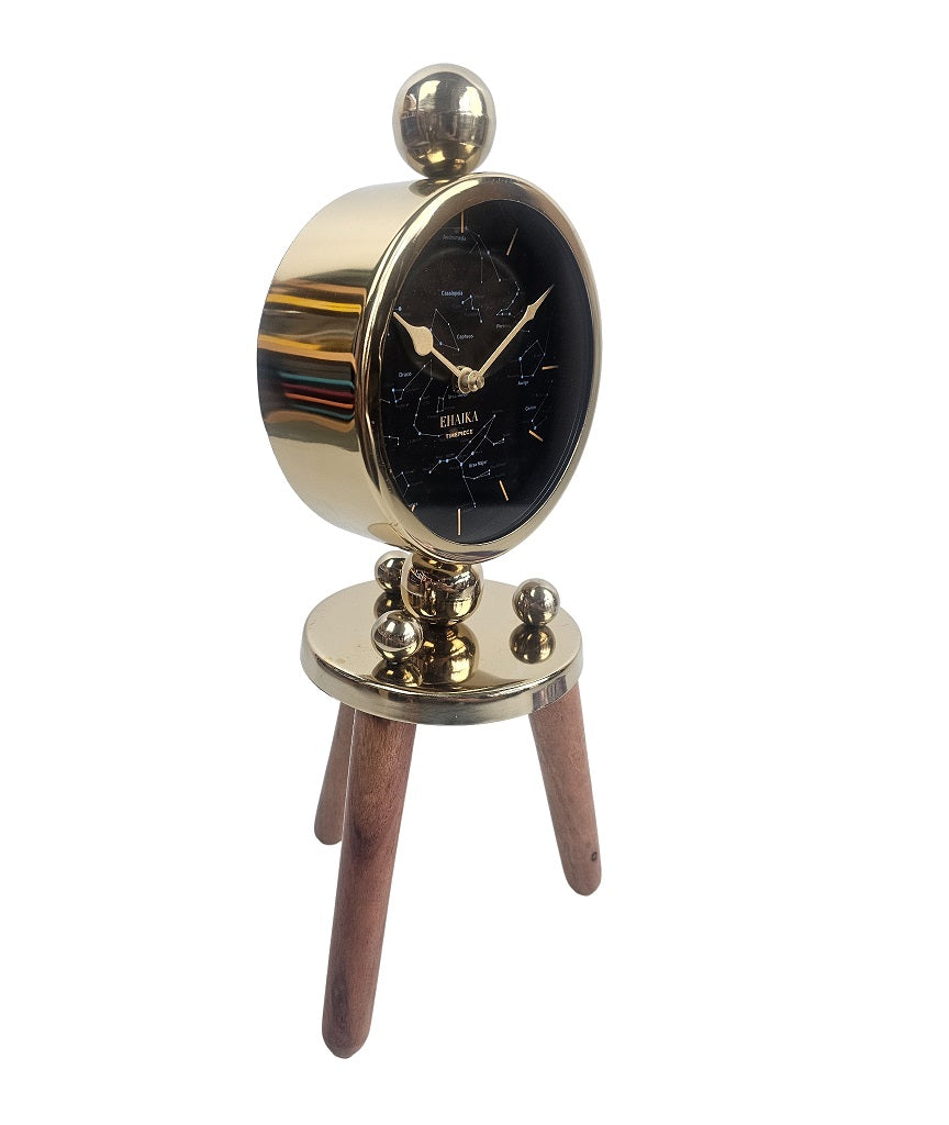 EHAIKA Telescope Design Table Clock, Star Constellation Clockface, Metal Case & Wooden Stand