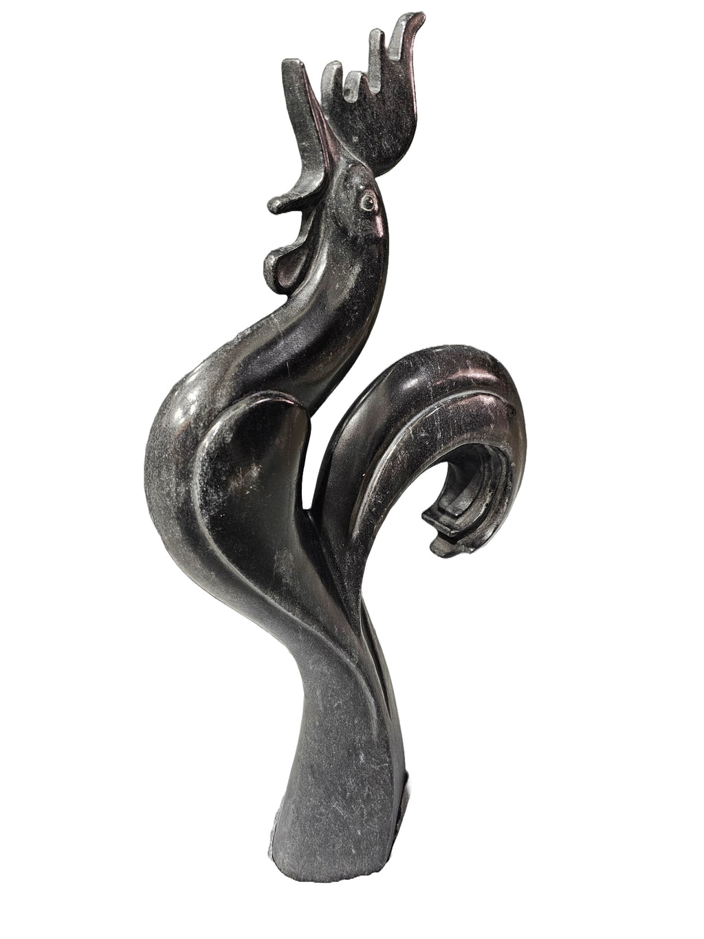 Black Marble Stone Carving Sculpture - Beautiful Rooster Chicken Statue, Home & Office Decoration