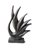 Black Marble Stone Carving Art Sculpture – Beautiful Swan Bird Statue, Home & Office Decoration