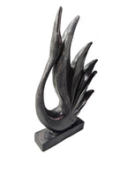 Black Marble Stone Carving Art Sculpture – Beautiful Swan Bird Statue, Home & Office Decoration