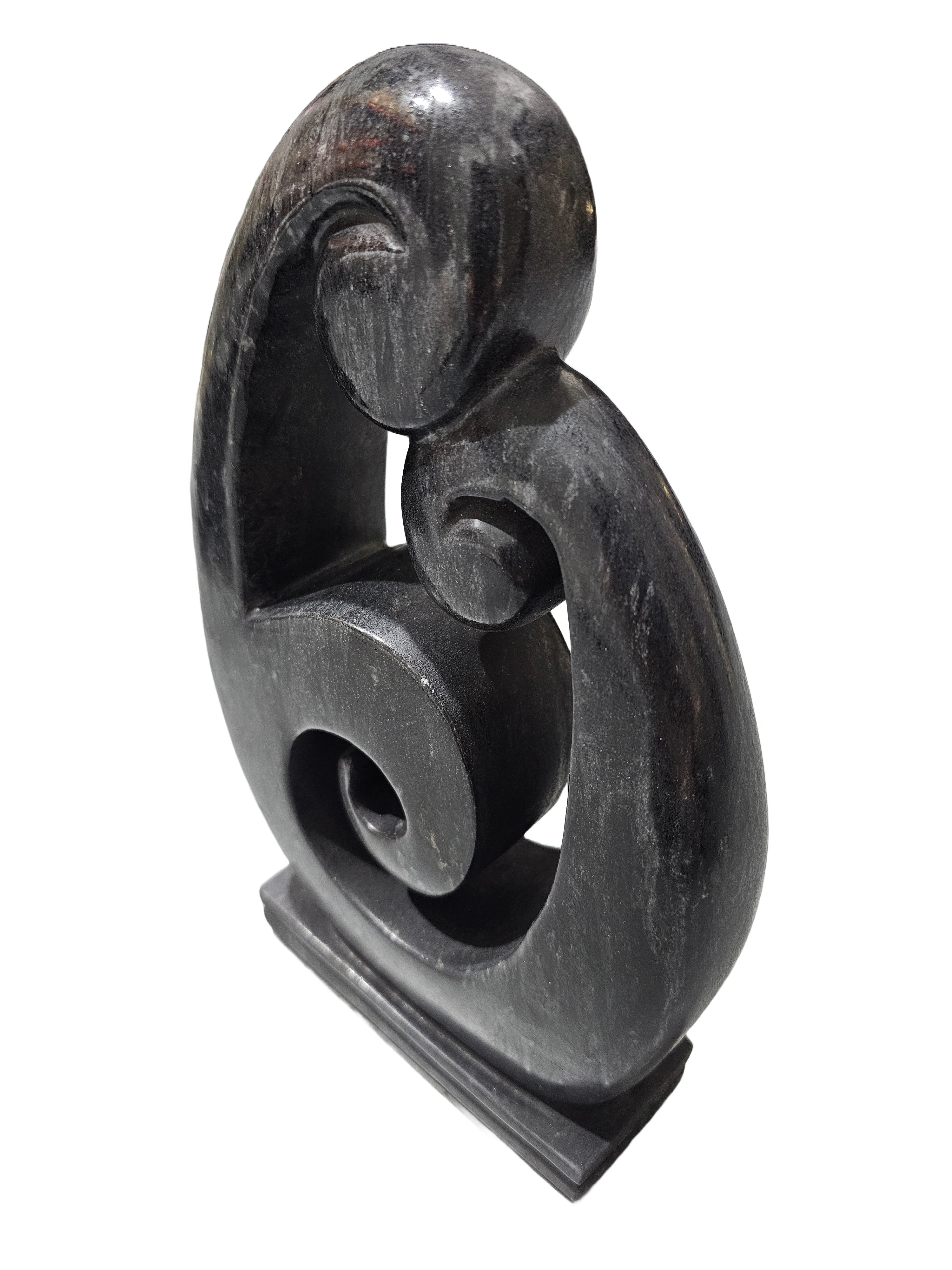 Black Marble Stone Carving Sculpture - Lovely Couples Figurine, Valentine’s Day Gift, Desktop & Tabletop Decoration