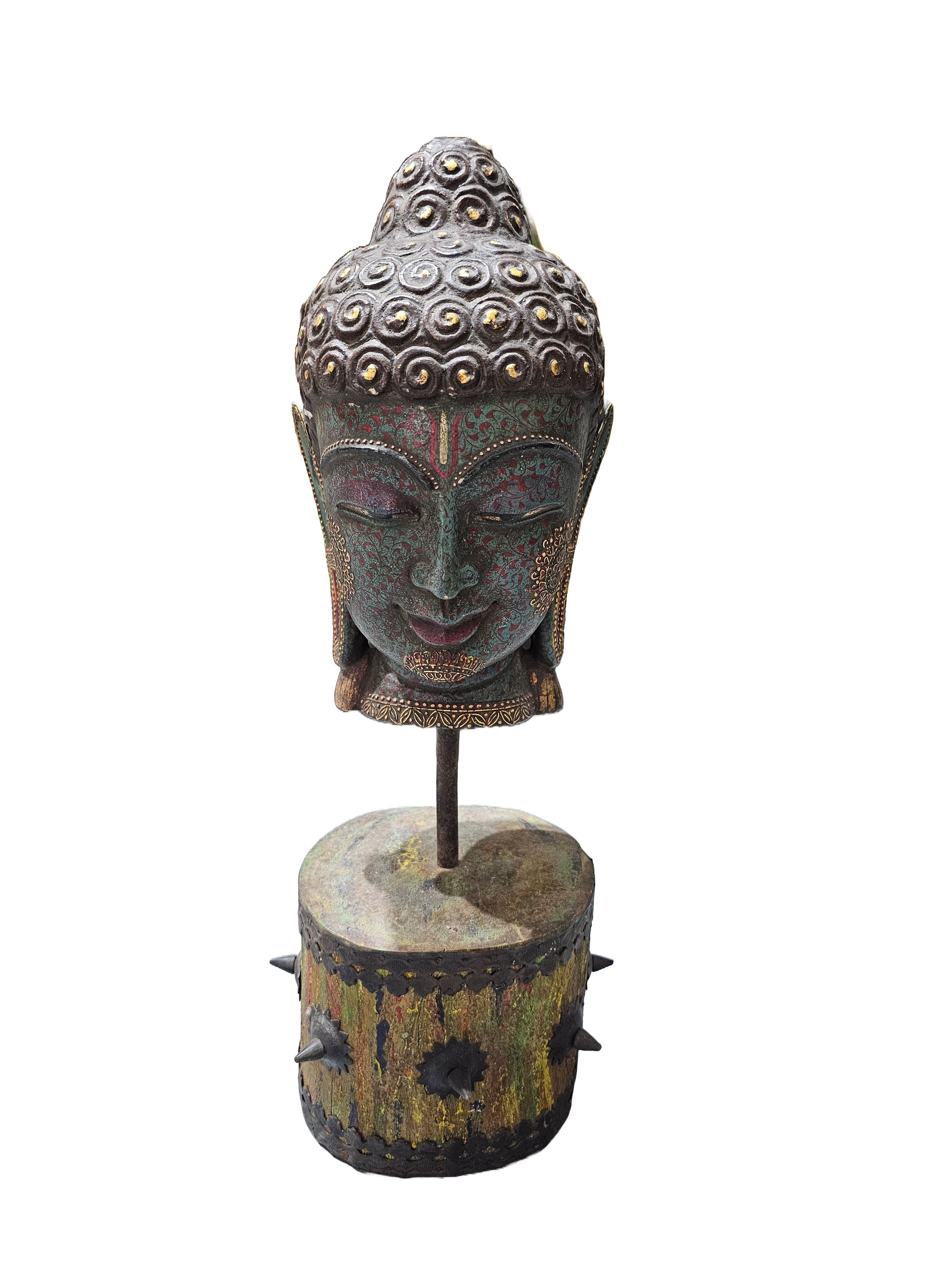 Antique coloured stone Buddha head desktop tabletop countertop home office decoration statue
