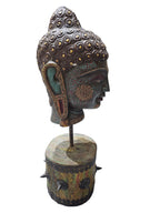 Antique coloured stone Buddha head desktop tabletop countertop home office decoration statue